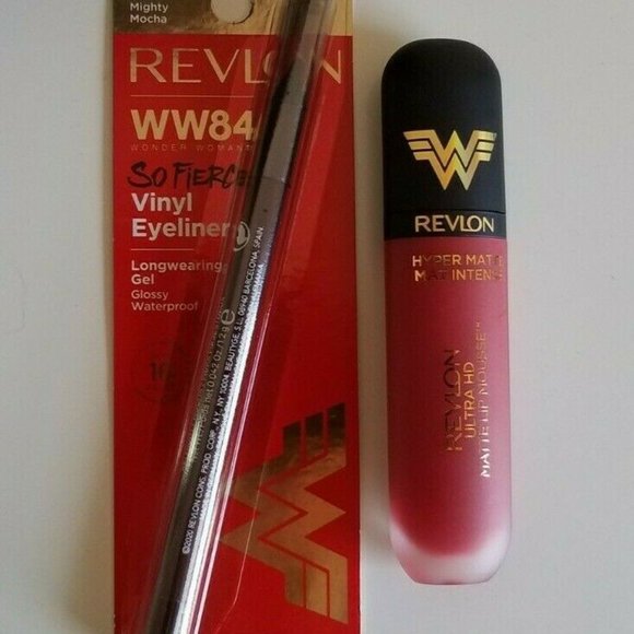 NWT Revlon Wonder Woman Vinyl Eyeliner Gel Waterproof Mighty Mocha & Red Hot - Picture 1 of 5